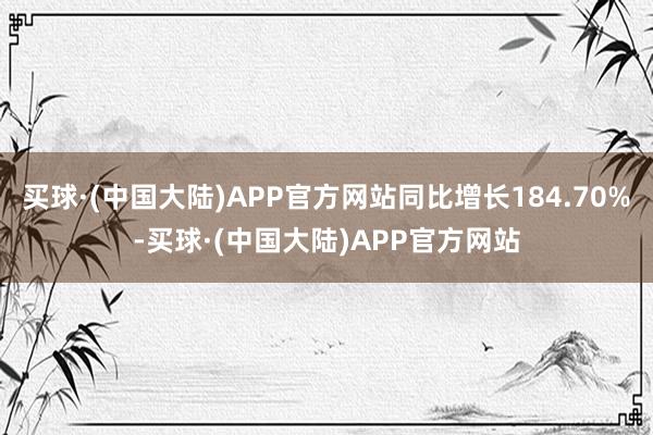 买球·(中国大陆)APP官方网站同比增长184.70%-买球·(中国大陆)APP官方网站