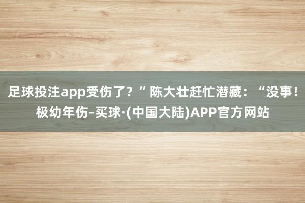 足球投注app受伤了？”陈大壮赶忙潜藏：“没事！极幼年伤-买球·(中国大陆)APP官方网站