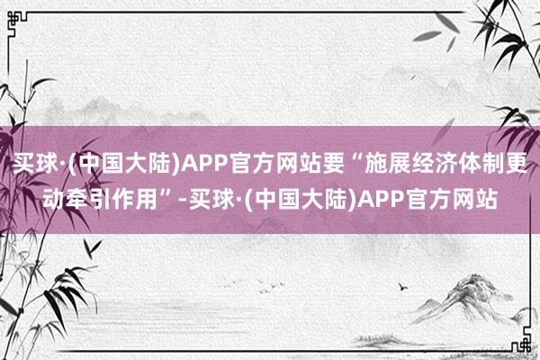 买球·(中国大陆)APP官方网站要“施展经济体制更动牵引作用”-买球·(中国大陆)APP官方网站