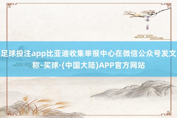 足球投注app比亚迪收集举报中心在微信公众号发文称-买球·(中国大陆)APP官方网站
