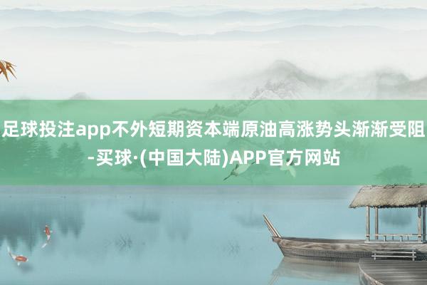足球投注app不外短期资本端原油高涨势头渐渐受阻-买球·(中国大陆)APP官方网站