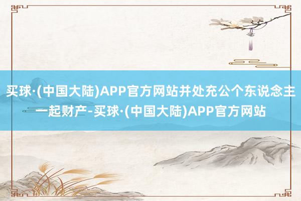 买球·(中国大陆)APP官方网站并处充公个东说念主一起财产-买球·(中国大陆)APP官方网站