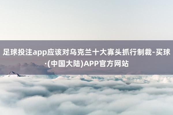 足球投注app应该对乌克兰十大寡头抓行制裁-买球·(中国大陆)APP官方网站