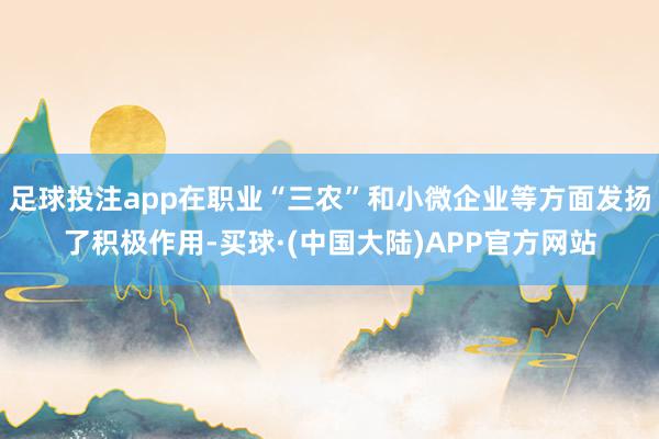 足球投注app在职业“三农”和小微企业等方面发扬了积极作用-买球·(中国大陆)APP官方网站