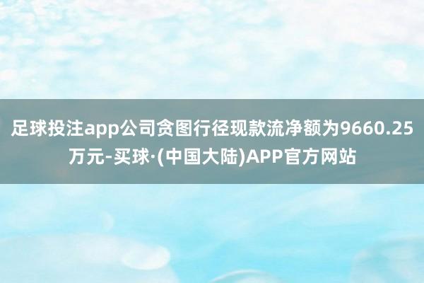 足球投注app公司贪图行径现款流净额为9660.25万元-买球·(中国大陆)APP官方网站
