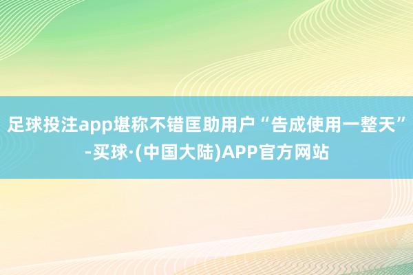足球投注app堪称不错匡助用户“告成使用一整天”-买球·(中国大陆)APP官方网站