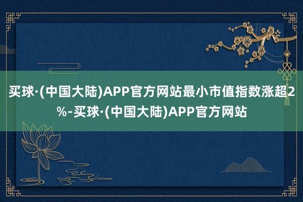 买球·(中国大陆)APP官方网站最小市值指数涨超2%-买球·(中国大陆)APP官方网站