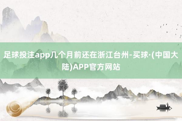 足球投注app几个月前还在浙江台州-买球·(中国大陆)APP官方网站