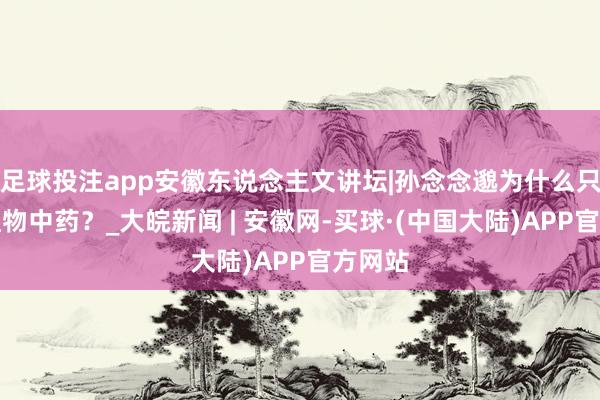 足球投注app安徽东说念主文讲坛|孙念念邈为什么只愿用植物中药？_大皖新闻 | 安徽网-买球·(中国大陆)APP官方网站