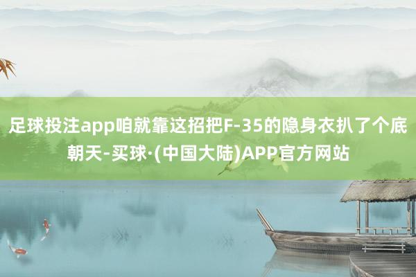 足球投注app咱就靠这招把F-35的隐身衣扒了个底朝天-买球·(中国大陆)APP官方网站